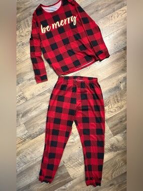 Tahari Red and Black Buffalo Plaid Women's Pajama Set